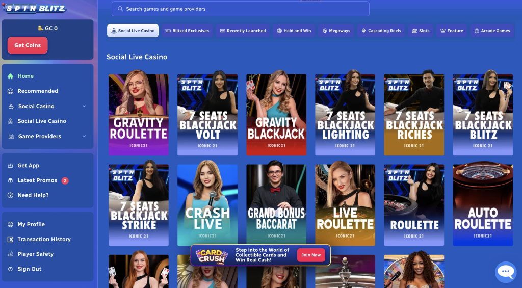 Spinblitz Social Live Casino